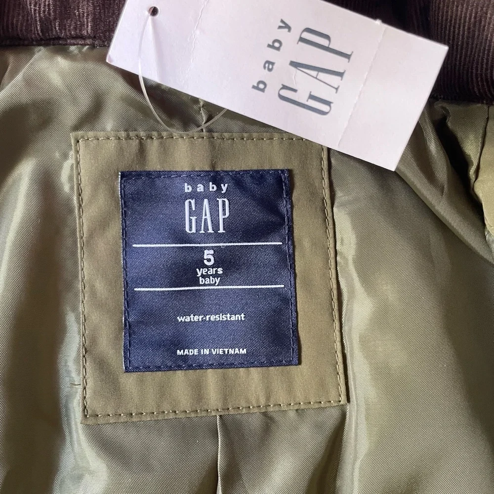 GAP Olive Quilted Jacket with Brown Accents